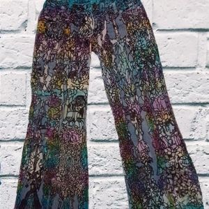 Upcycled tie dyed hand painted jeans